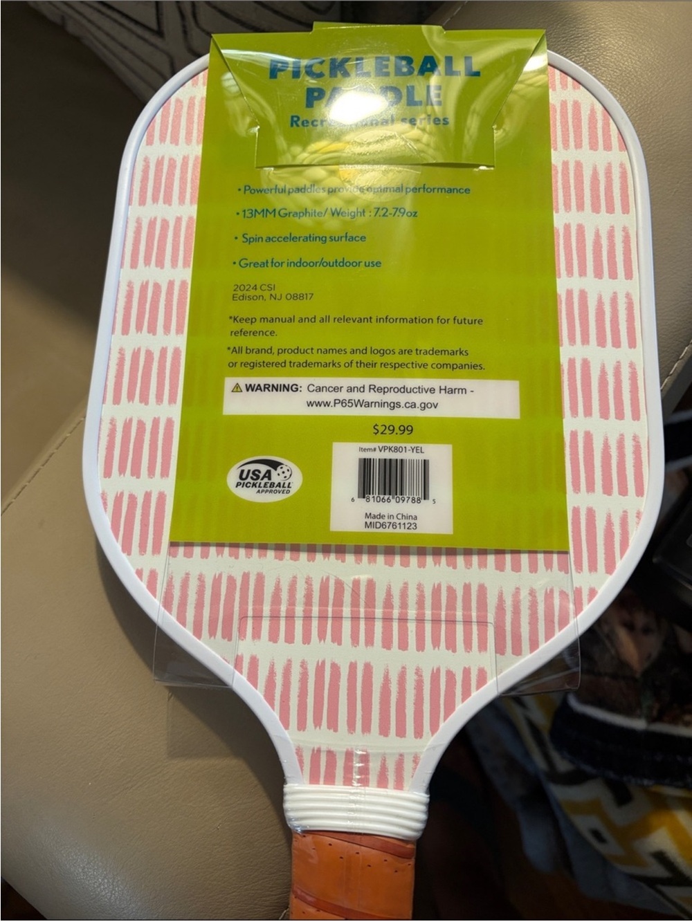 Pickleball Paddle - Pink Brushstroke Design by
